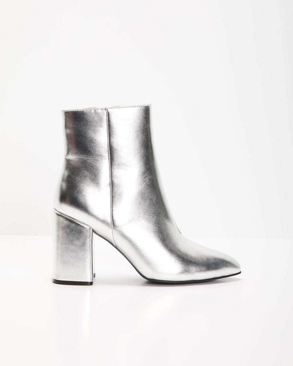 Women's Zip High Heel Ankle Boots | Silver