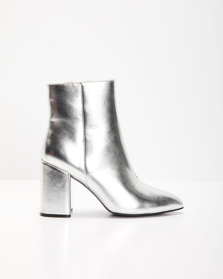 Women's Zip High Heel Ankle Boots | Silver