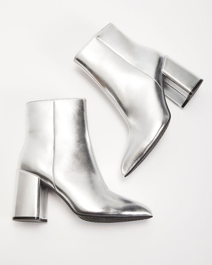 Women's Zip High Heel Ankle Boots | Silver