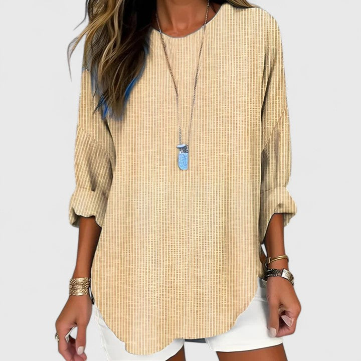 Women's Relaxed Fit Striped Summer Blouse | Long Sleeves
