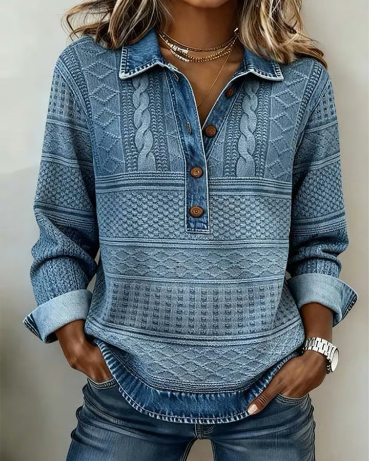 Women’s Collared Button-Neck Jumper | Textured