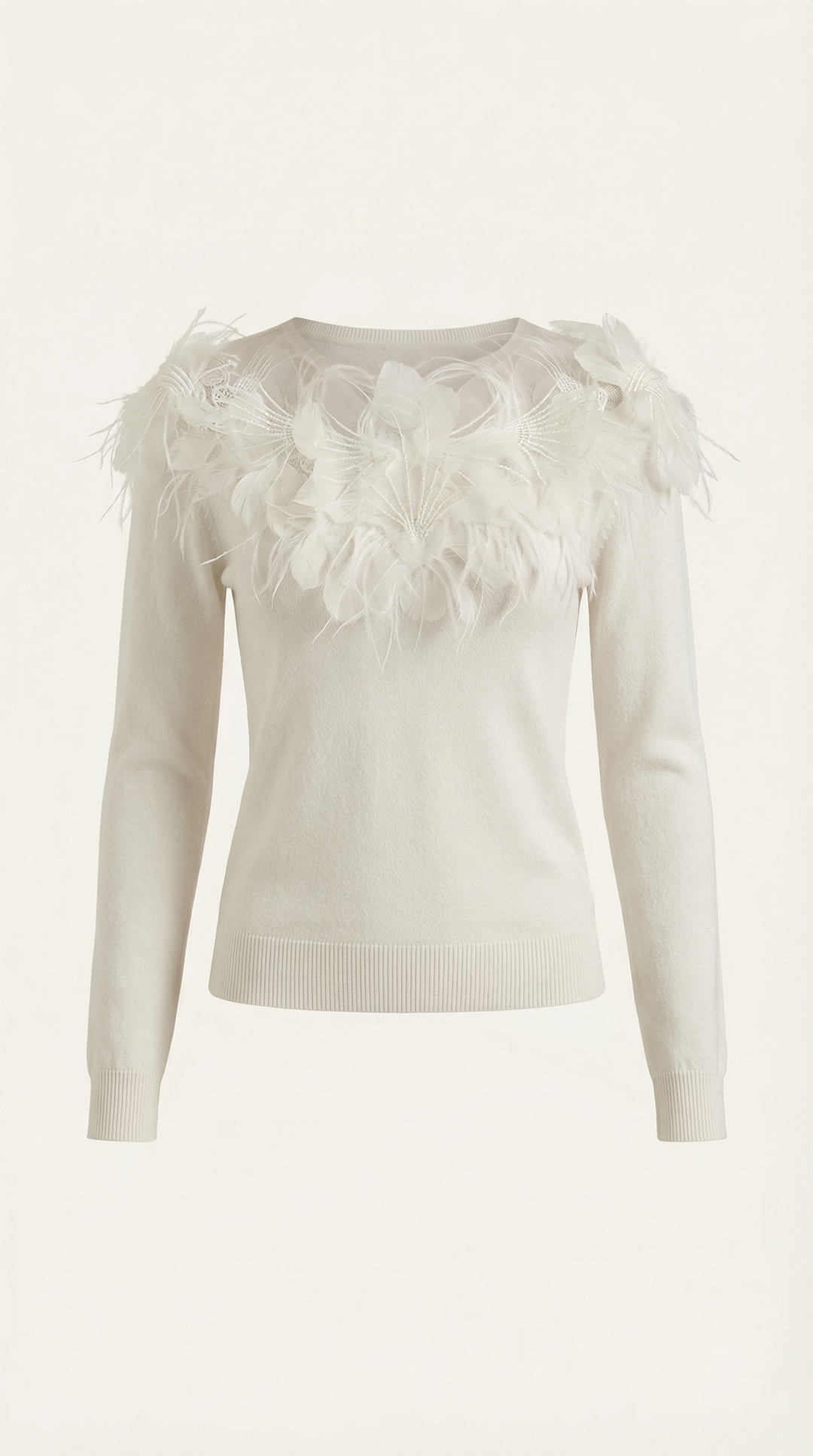 Women's Crew Neck Jumper | Feather Detail