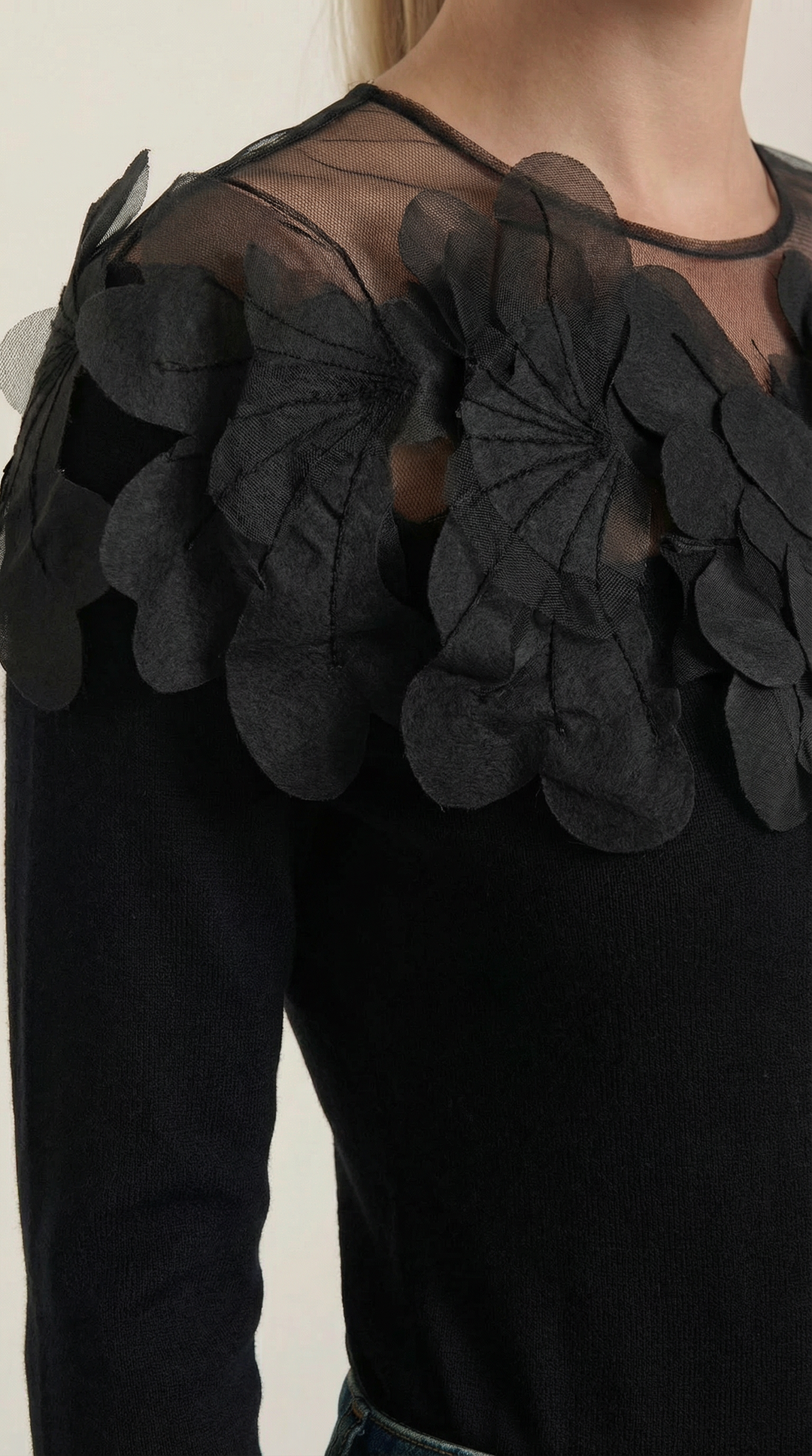 Women's Crew Neck Jumper | Feather Detail