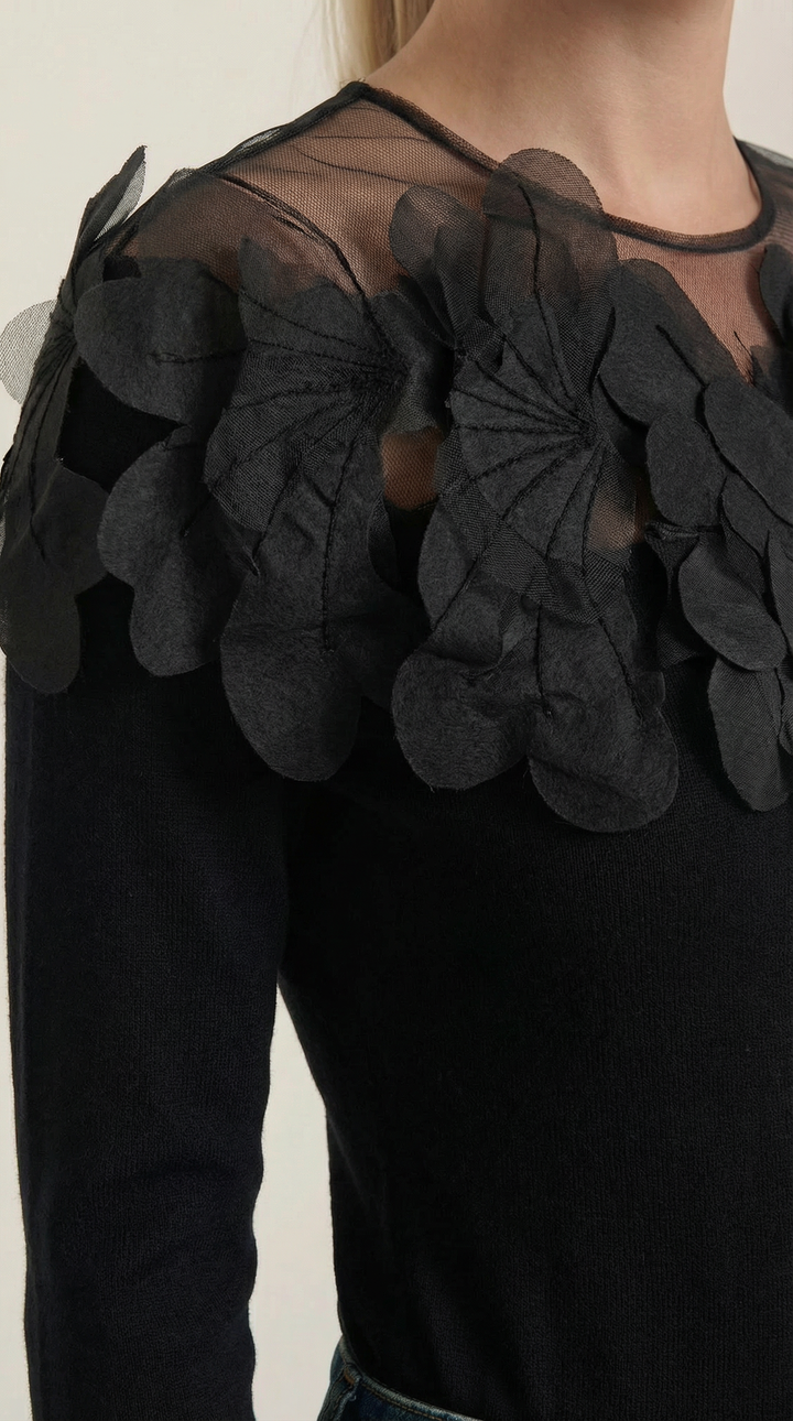 Women's Crew Neck Jumper | Feather Detail