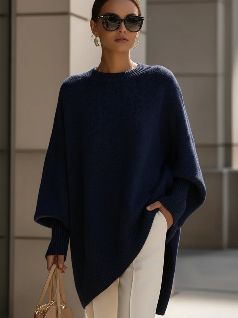 Women's Oversized Knitted Jumper | Asymmetric Hem