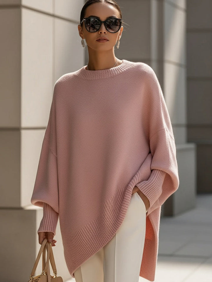 Women's Oversized Knitted Jumper | Asymmetric Hem