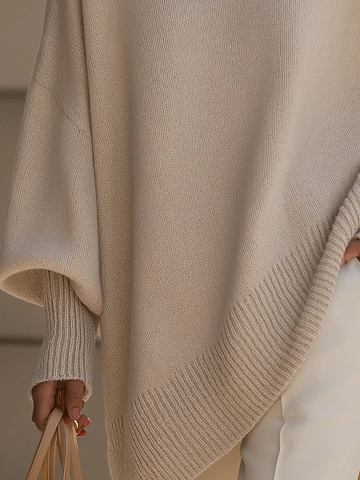 Women's Oversized Knitted Jumper | Asymmetric Hem