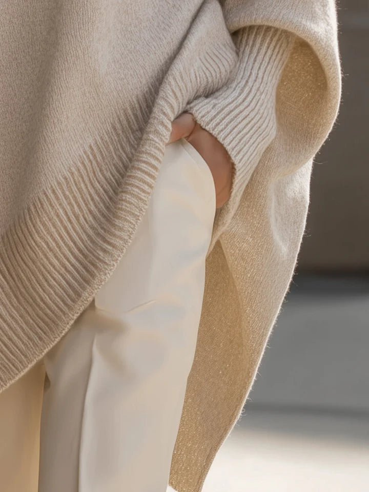 Women's Oversized Knitted Jumper | Asymmetric Hem