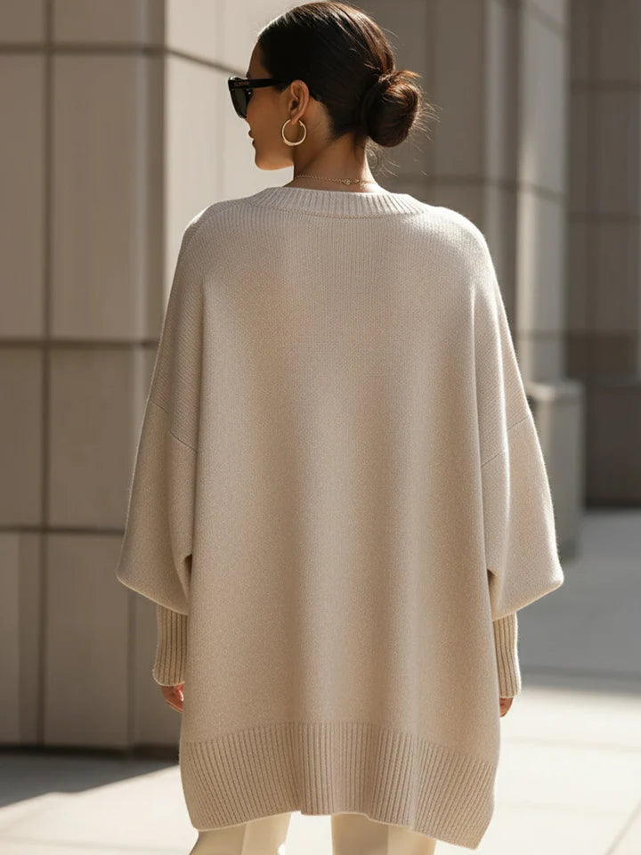 Women's Oversized Knitted Jumper | Asymmetric Hem