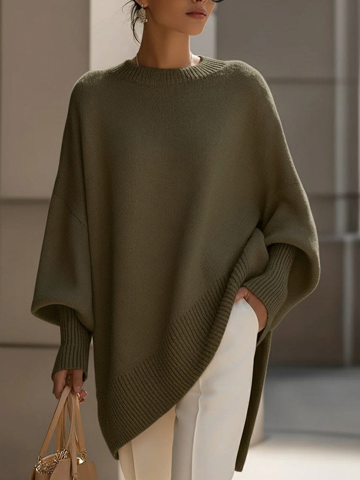 Women's Oversized Knitted Jumper | Asymmetric Hem