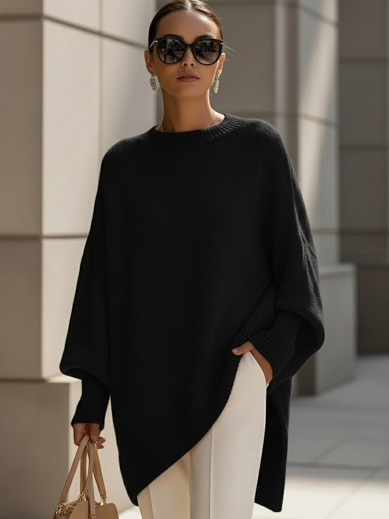 Women's Oversized Knitted Jumper | Asymmetric Hem