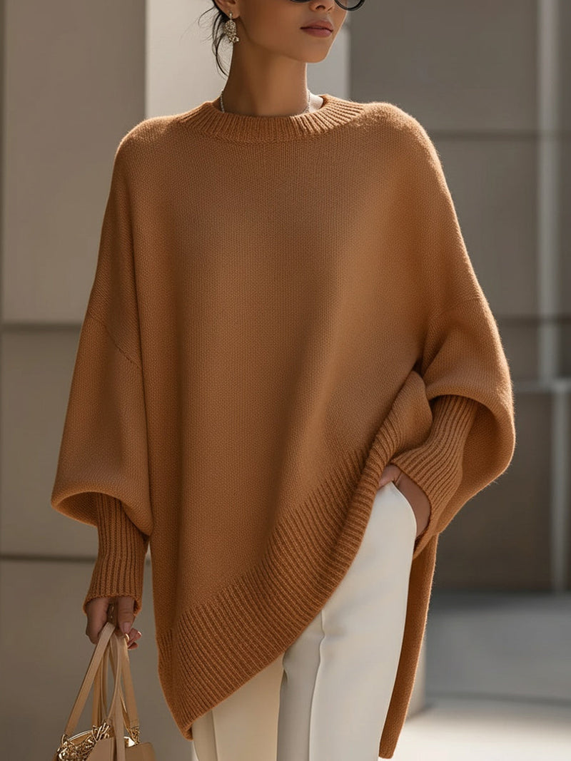 Women's Oversized Knitted Jumper | Asymmetric Hem