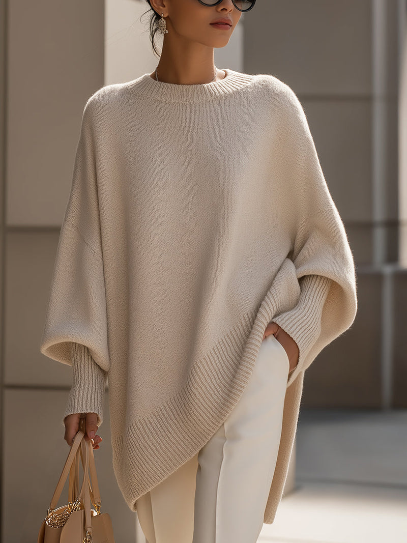 Women's Oversized Knitted Jumper | Asymmetric Hem