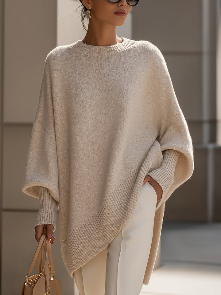 Women's Oversized Knitted Jumper | Asymmetric Hem