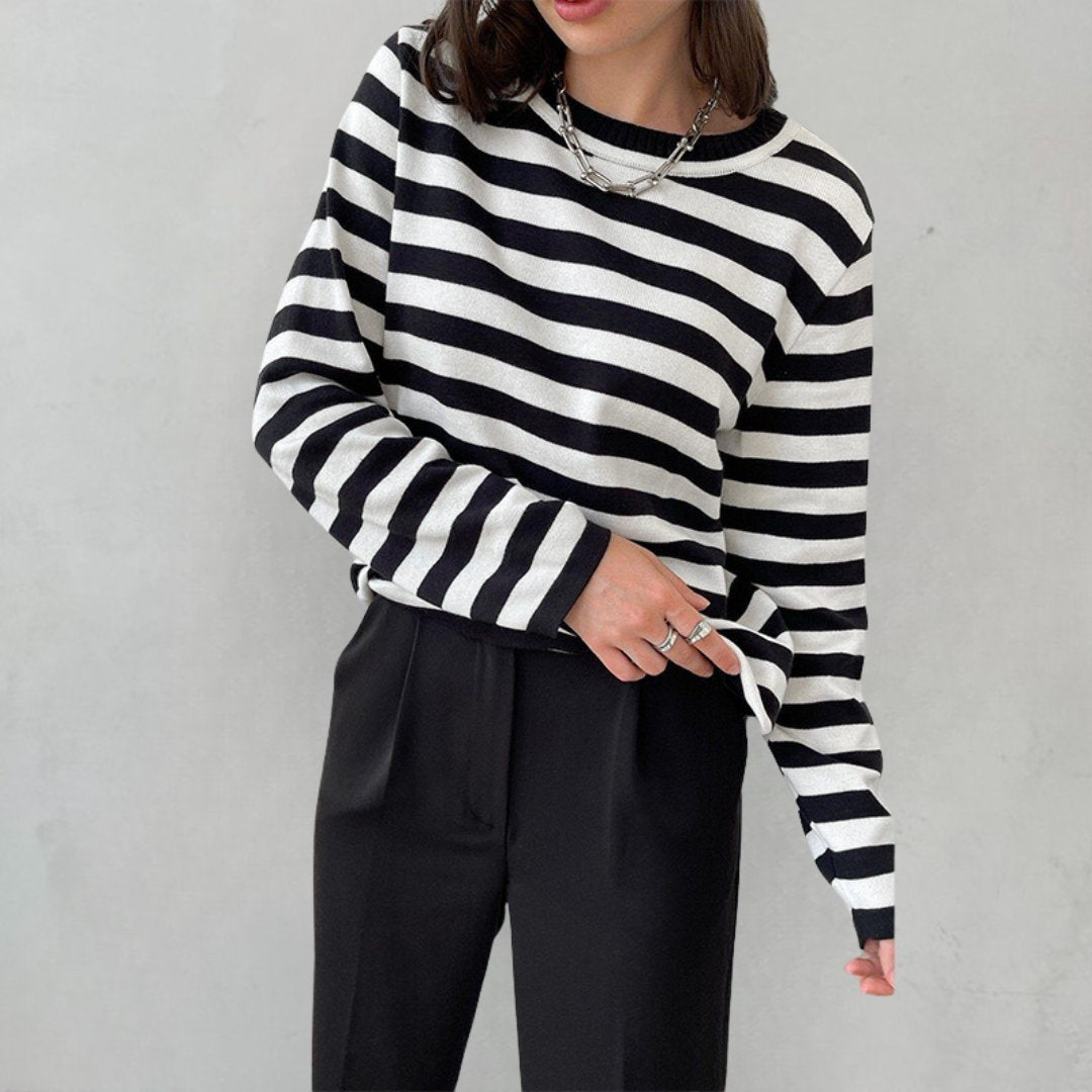 Women’s Striped Crew Neck Jumper | Long Sleeves