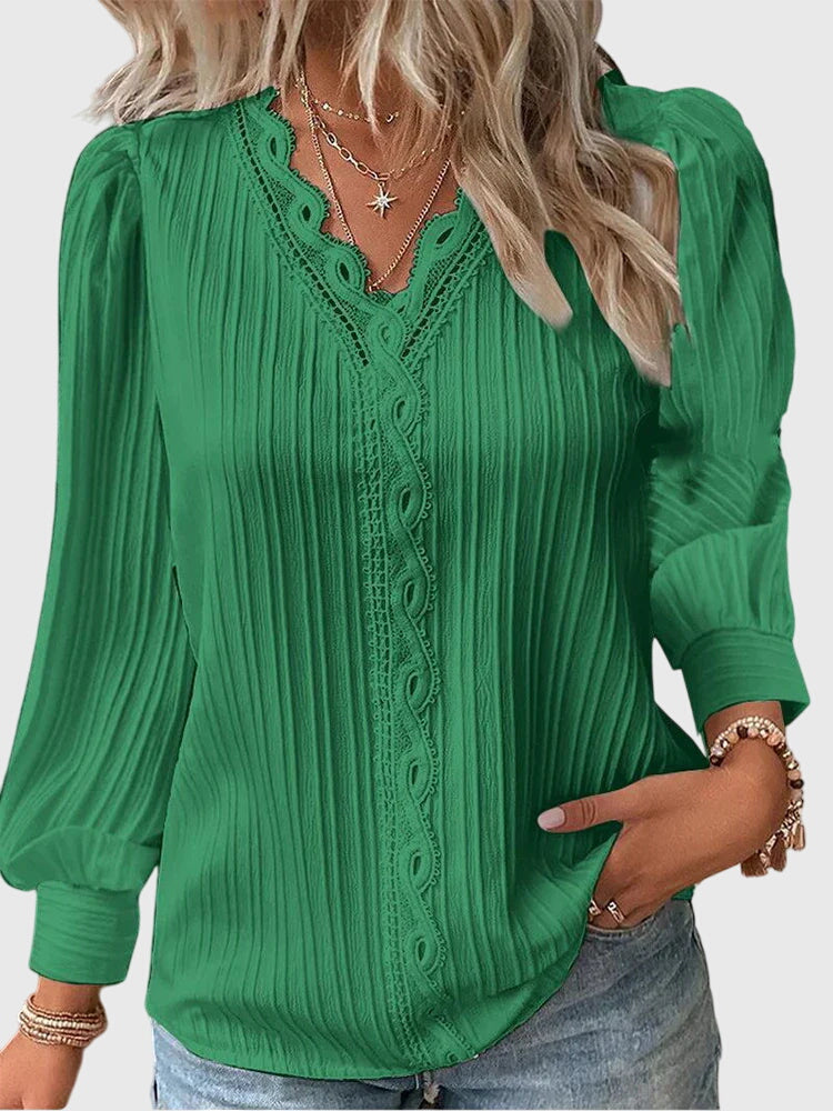 Women's Boho Long-Sleeved Top | V-Neck