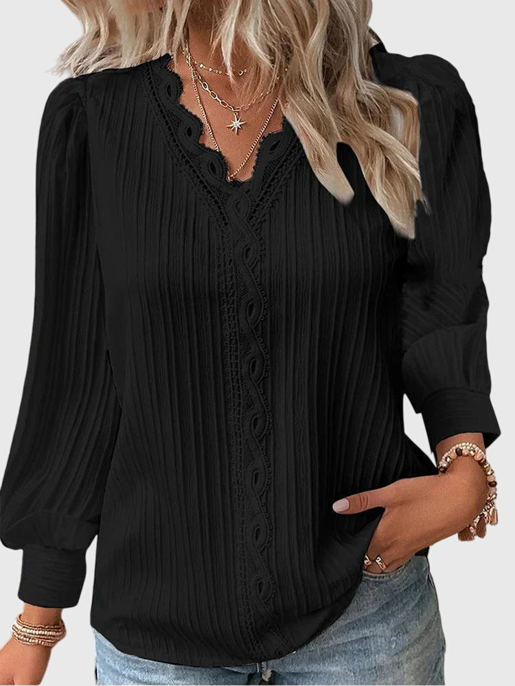 Women's Boho Long-Sleeved Top | V-Neck