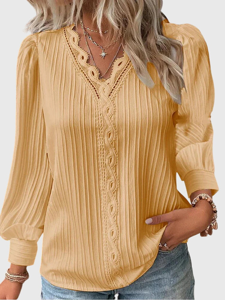 Women's Boho Long-Sleeved Top | V-Neck