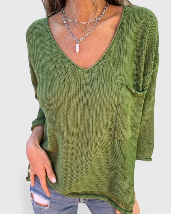Women's Relaxed Fit 3/4 Sleeve Top | V-Neck