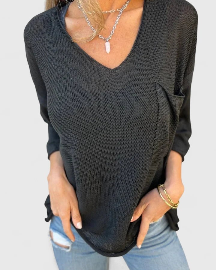 Women's Relaxed Fit 3/4 Sleeve Top | V-Neck