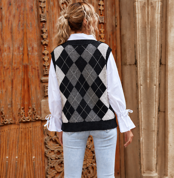 Women's Classic Argyle Knit Vest | Casual