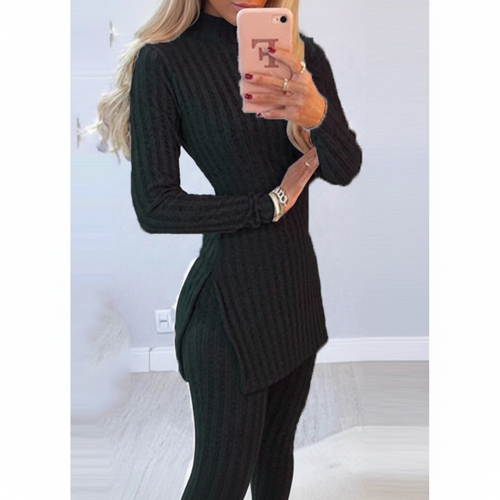 Women’s High-Neck Two-Piece Set | Ribbed