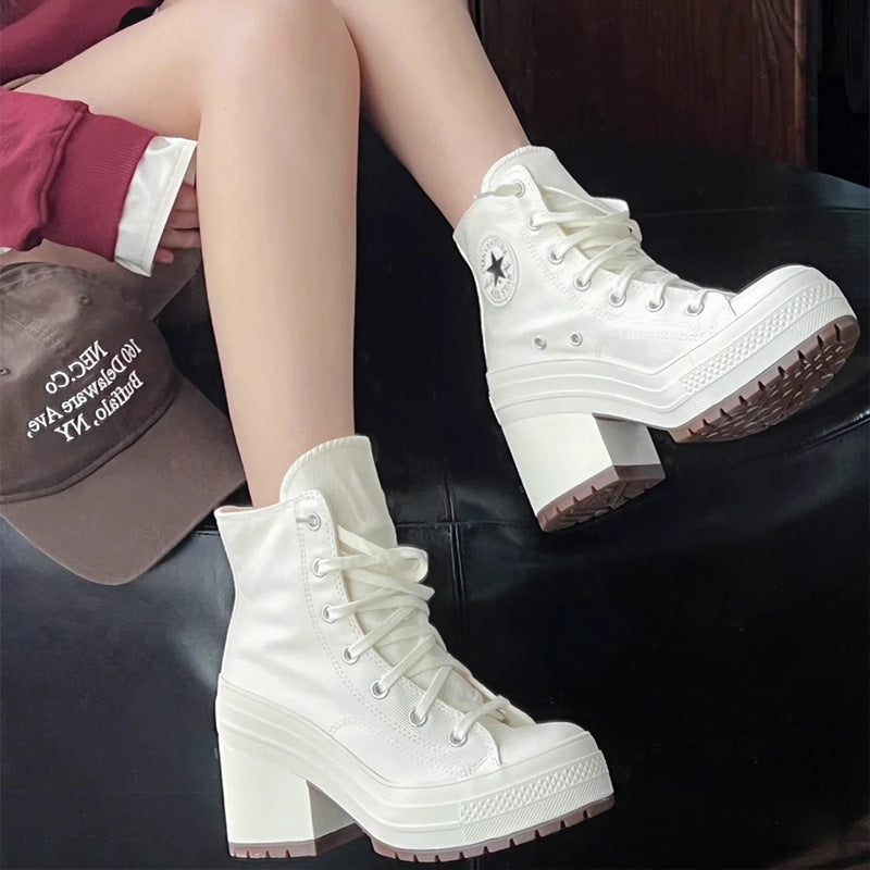 Women's High Heel Chunky Boots | Lace-Up