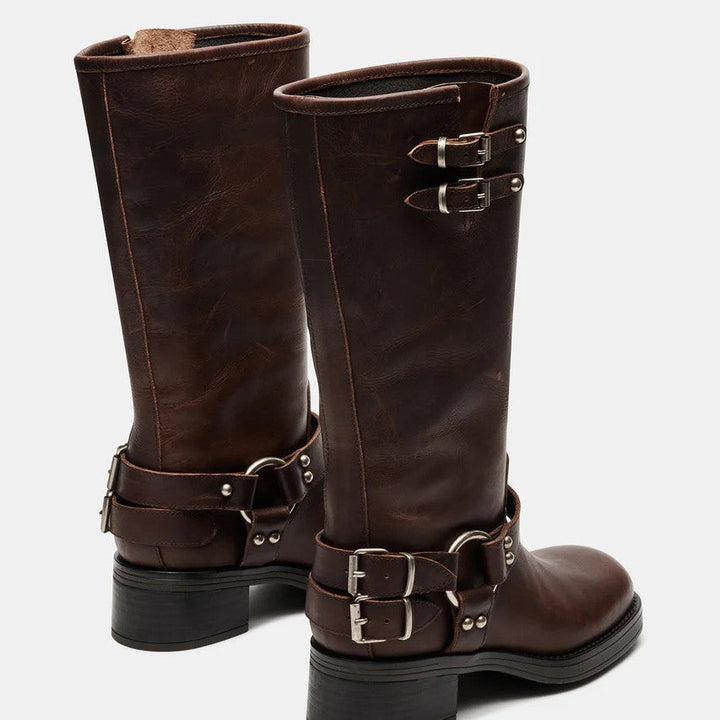 Women's Chunky Knee High Boots | Buckles