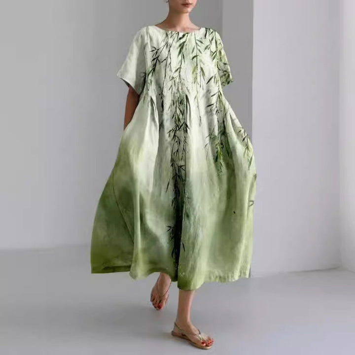 Women's Crew Neck Floral Printed Dress | Midi