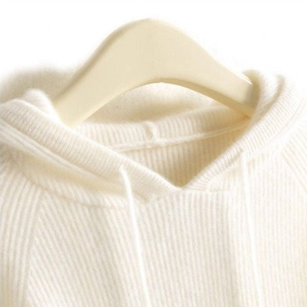 Women's Oversized Winter Knitted Hoodie | Plain