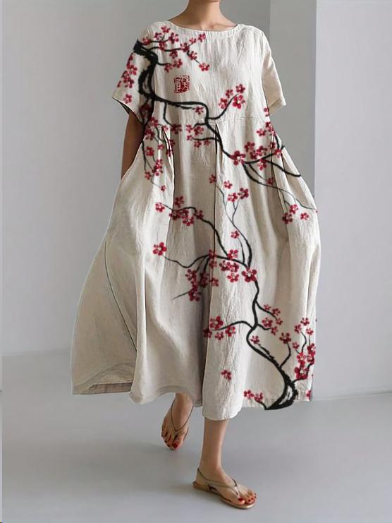 Women's Crew Neck Floral Printed Dress | Midi