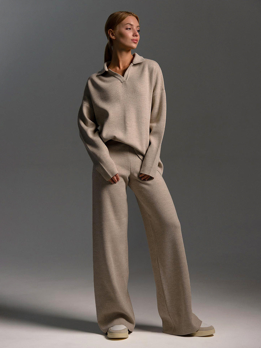 Women's Polo Jumper and Trousers Set | Two-Piece
