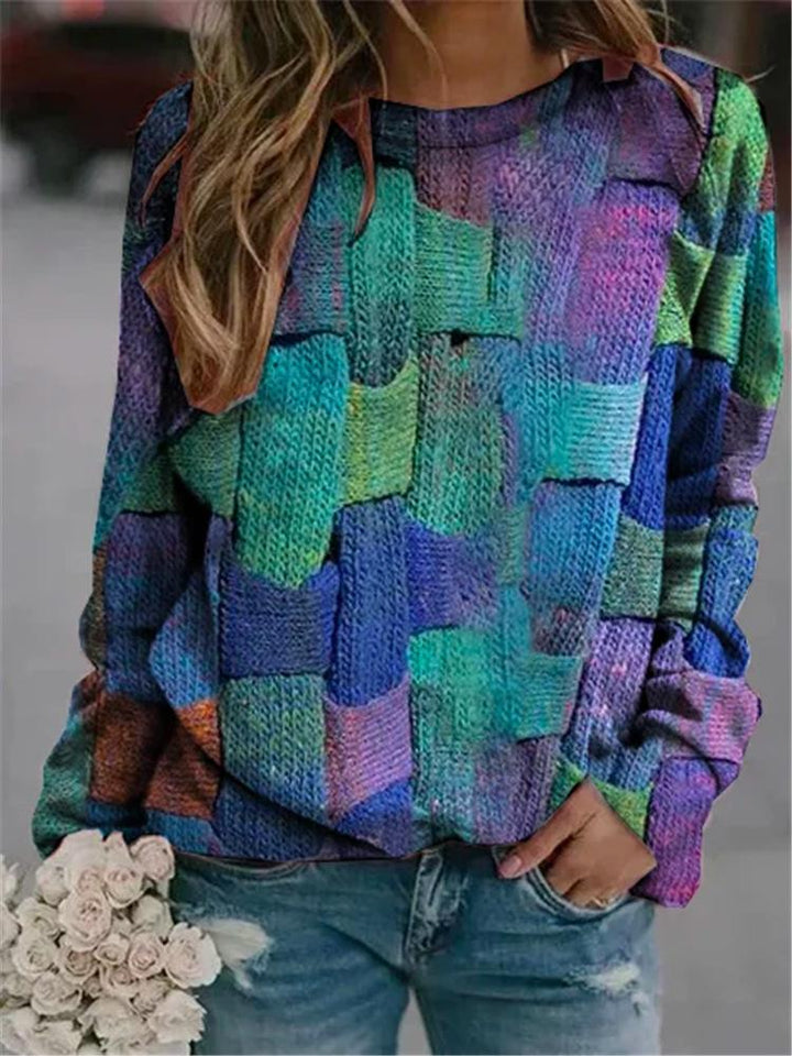 Women's Patterned Round Neck Knit Jumper | Winter