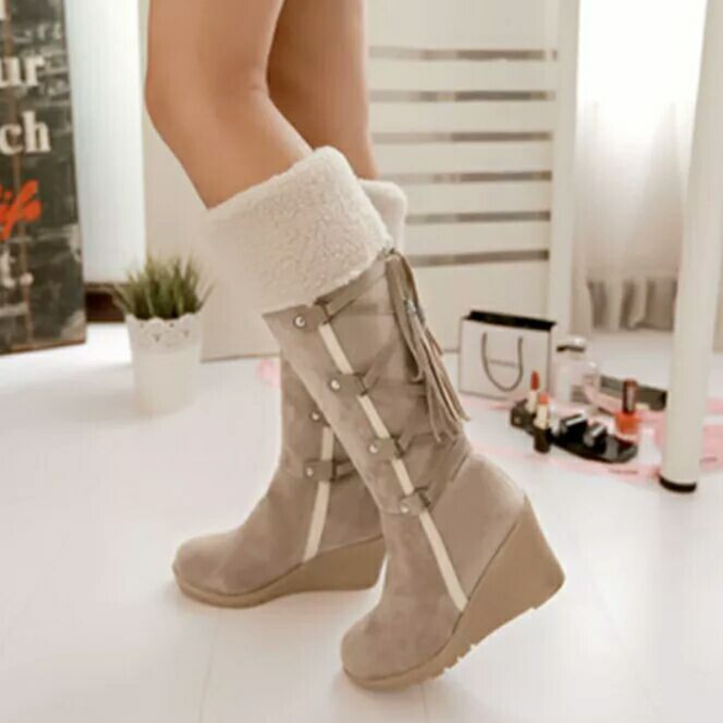 Women's Winter Wedge Knee High Boots | Lace Up