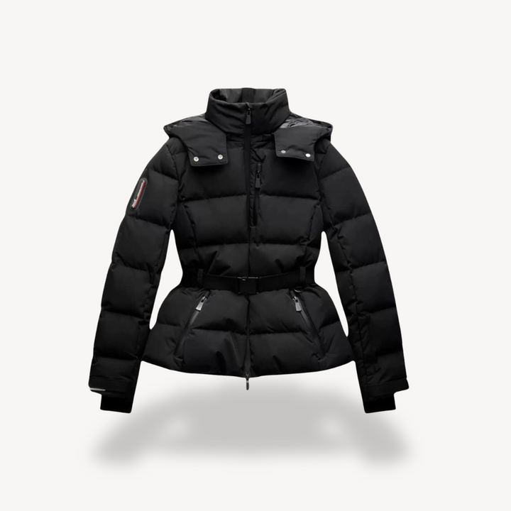 Women's Winter Black Puffer Jacket | Zip Up