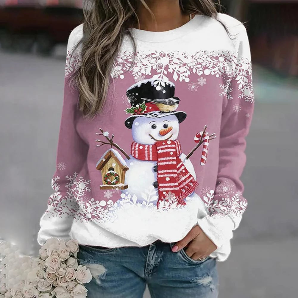 Women's Winter Round Neck Printed Jumper | Christmas