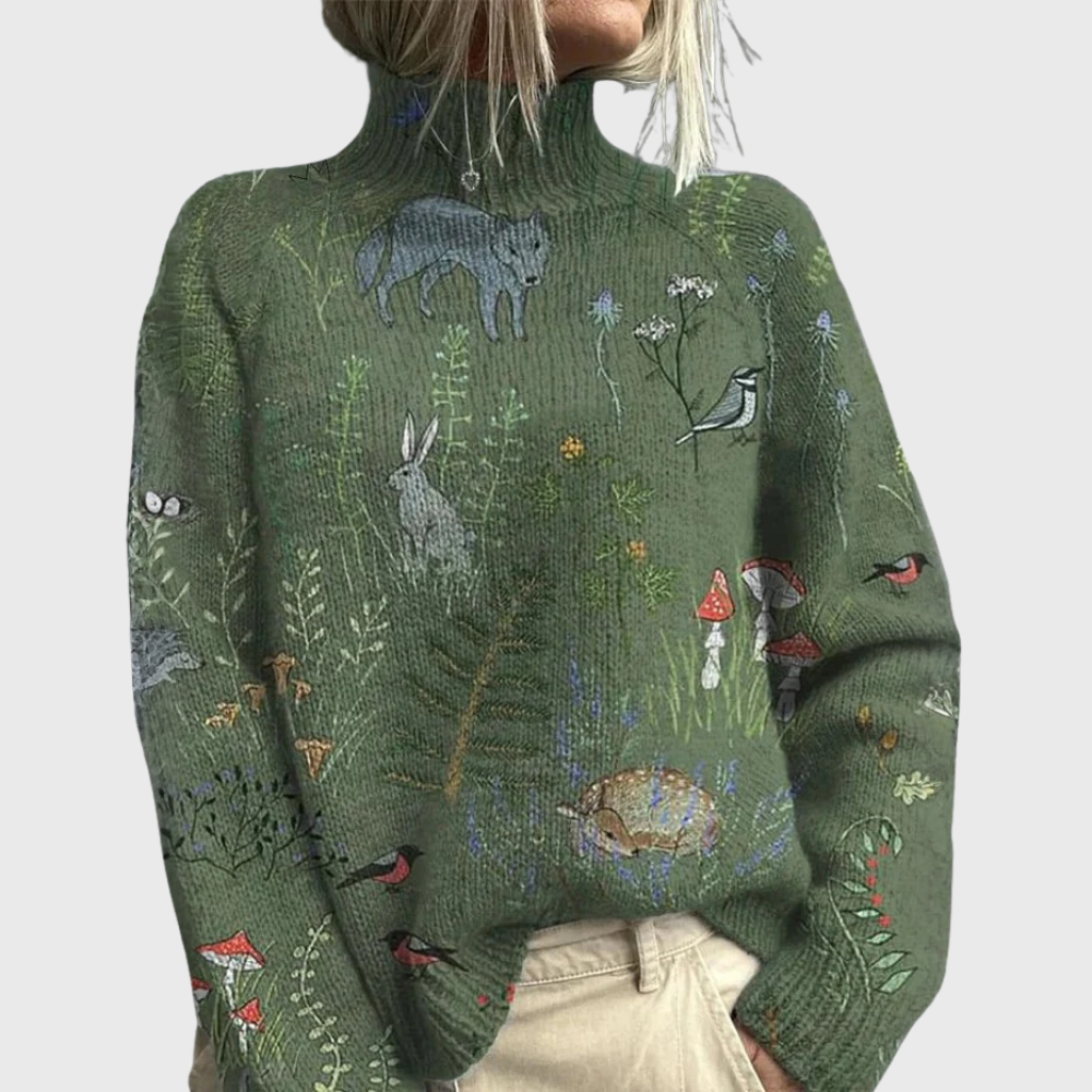 Women's Relaxed Printed Winter Jumper | Warm