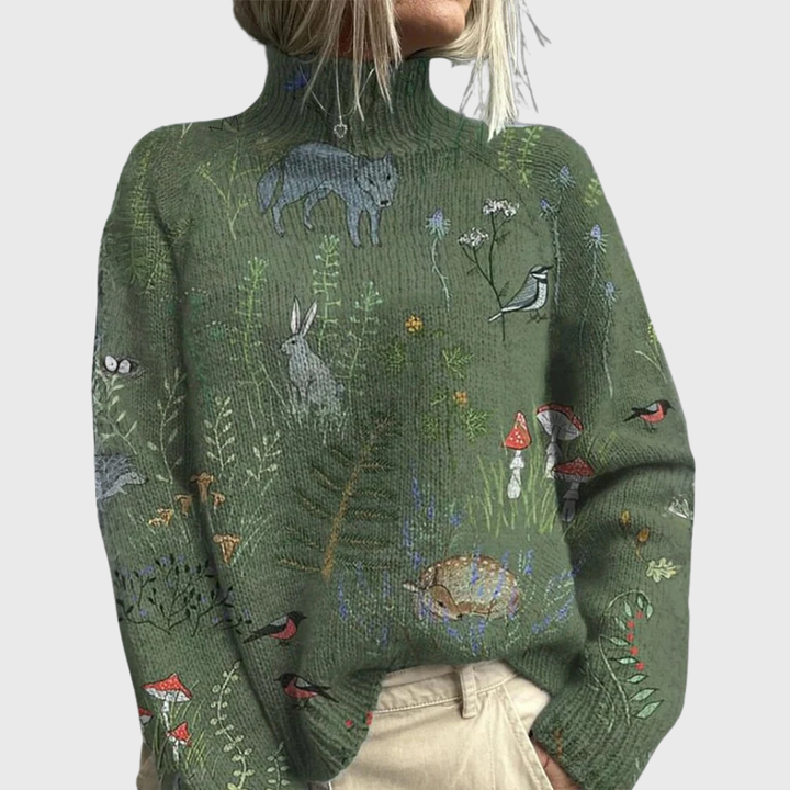 Women's Relaxed Printed Winter Jumper | Warm