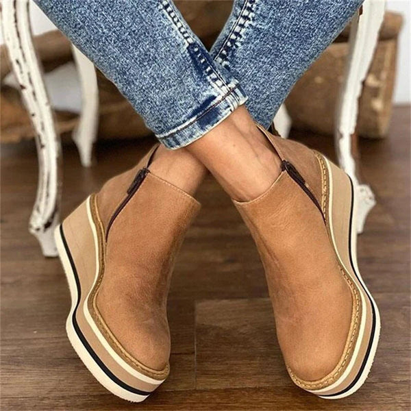 Women's Casual Wedge Ankle Boots | Zip