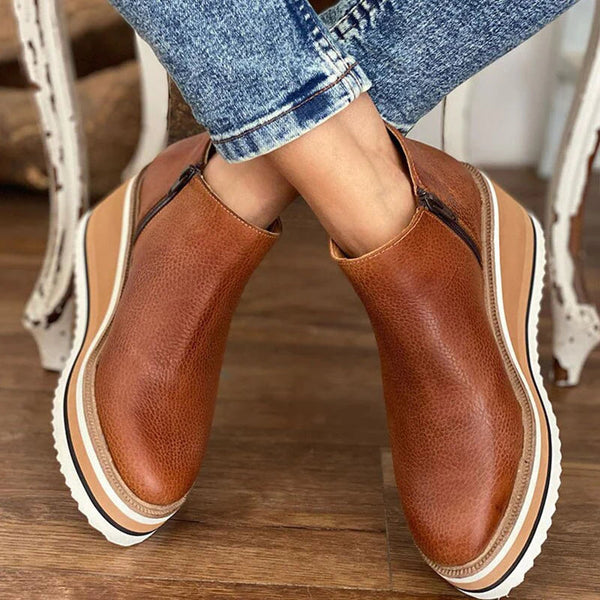 Women's Casual Wedge Ankle Boots | Zip