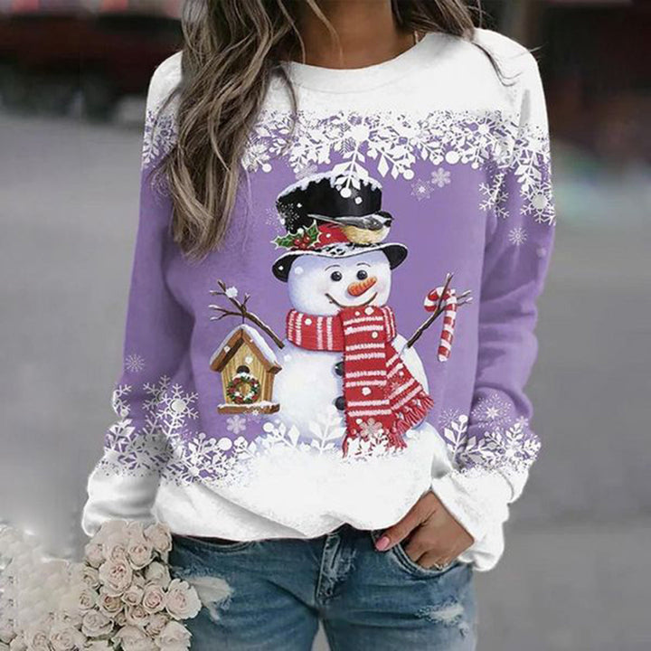 Women's Winter Round Neck Printed Jumper | Christmas