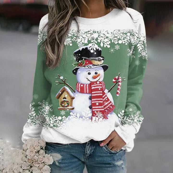 Women's Winter Round Neck Printed Jumper | Christmas