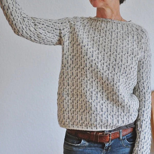 Women's Round Neck Grey Knit Jumper | Winter