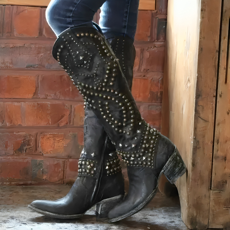 Women's Boho Knee High Cowboy Boots | Pointed Toe