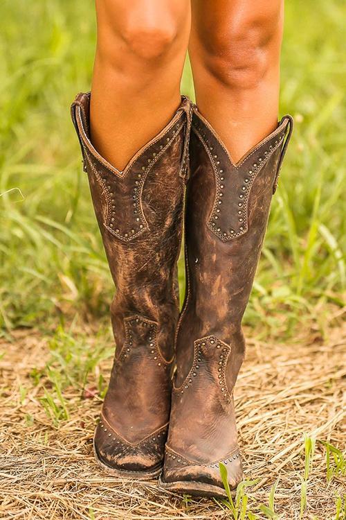 Women's Vintage Cowboy Boots | Low Heel