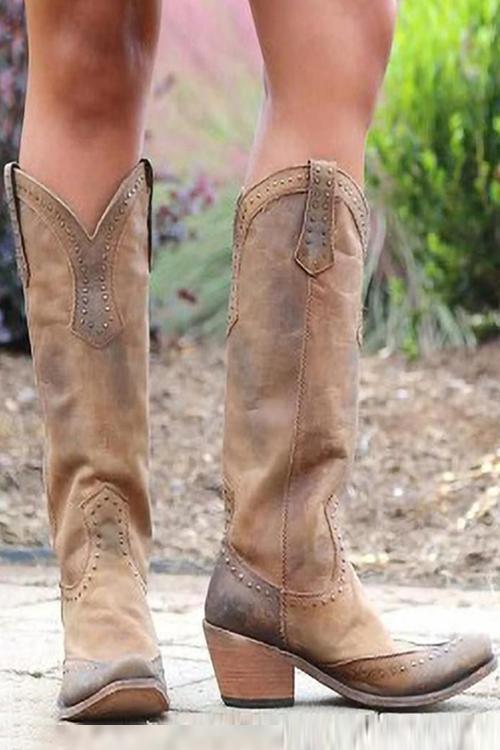 Women's Vintage Cowboy Boots | Low Heel