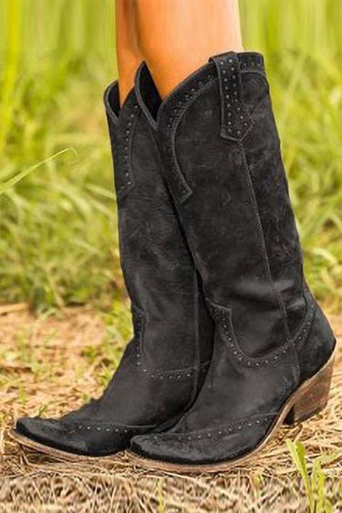 Women's Vintage Cowboy Boots | Low Heel