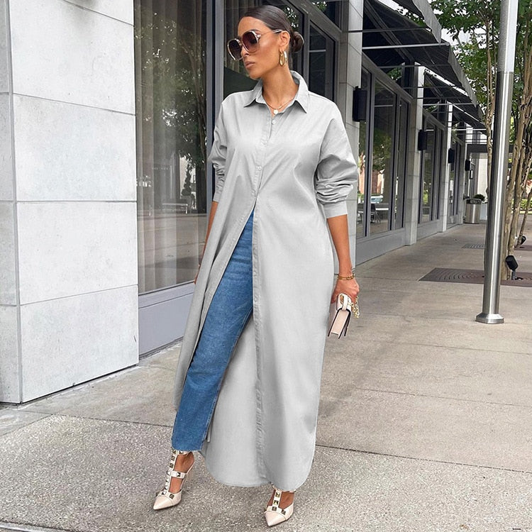Women’s Button-Front Maxi Shirt Dress | Maxi