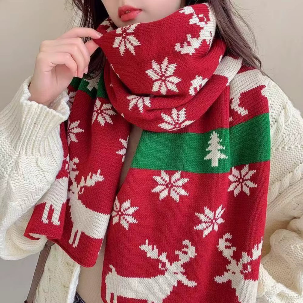 Women's Winter Knitted Scarf | Christmas