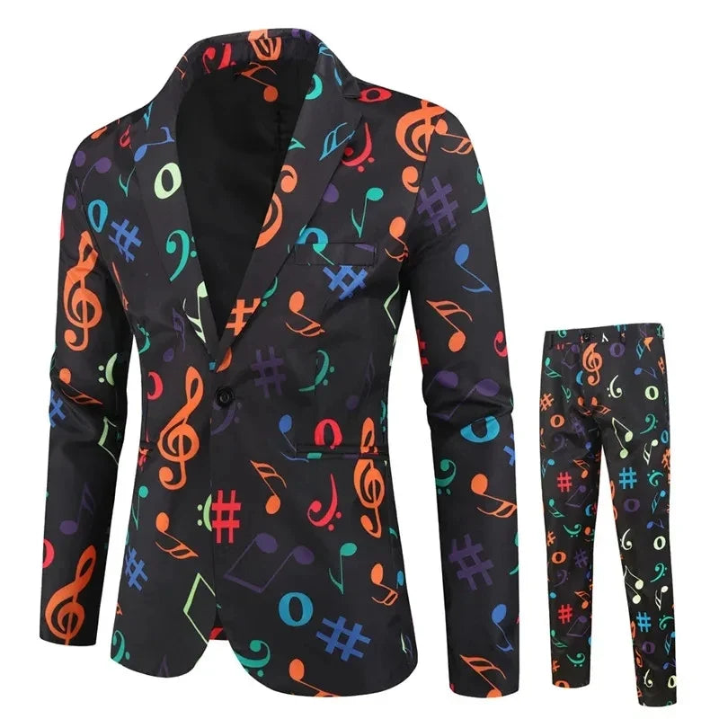 Men’s Two Piece Printed Blazer and Trousers Set | Christmas